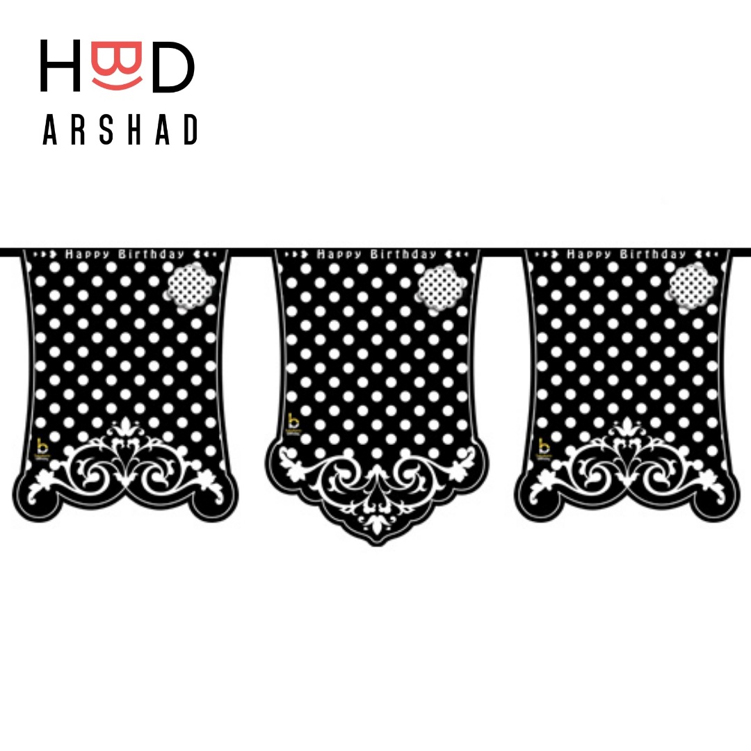 ریسه پرچم تم مشکی خال سفید